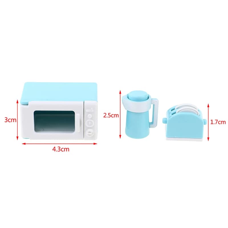 1 ensemble de nouveaux ustensiles de cuisine en plastique bleu et blanc pour maison de poupée 1:12,