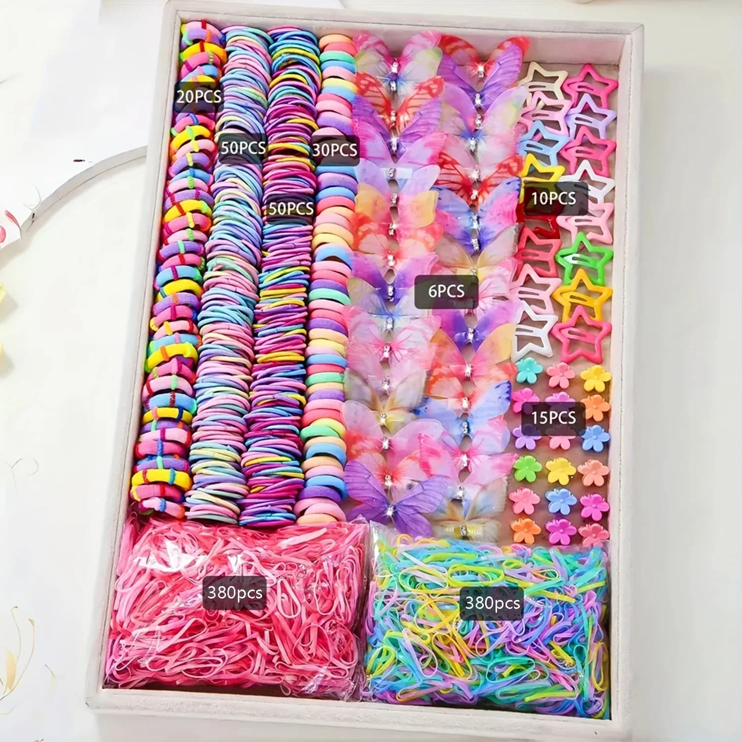 941 ensembles de tenues colorées et mignonnes pour filles | Comprend différents clips, attaches po