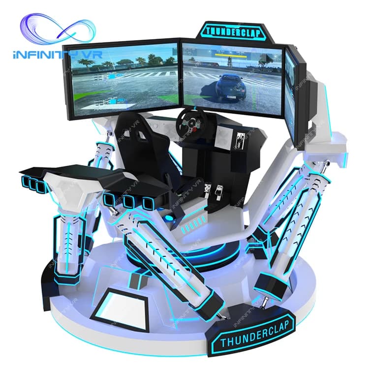 Simulateur de course à 6 degrés de liberté avec 3 écrans et siège de jeu, chaise de jeu automobile à
