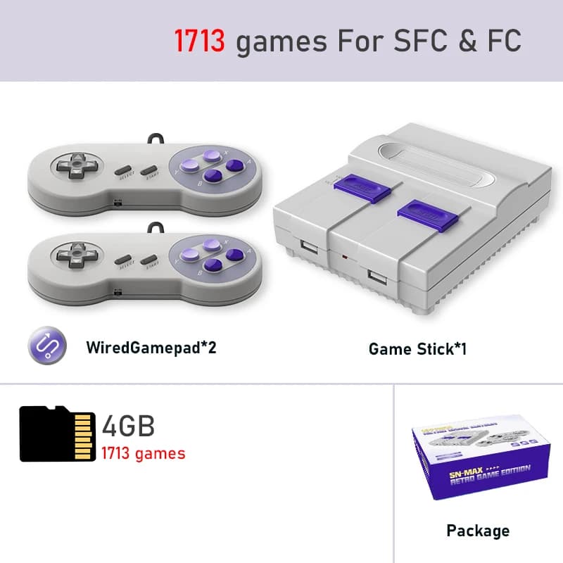 VILCORN Console de Jeux Vidéo Rétro 16Bit 5000+ Jeux Intégrés Mini TV Game Box Sortie HD Double Mane