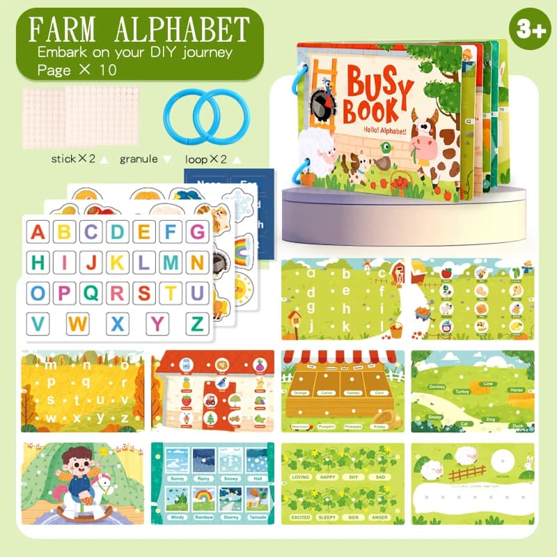 Livre silencieux Montessori pour enfants, Puzzle, reconnaissance des mots, autocollants d'éveil, édu