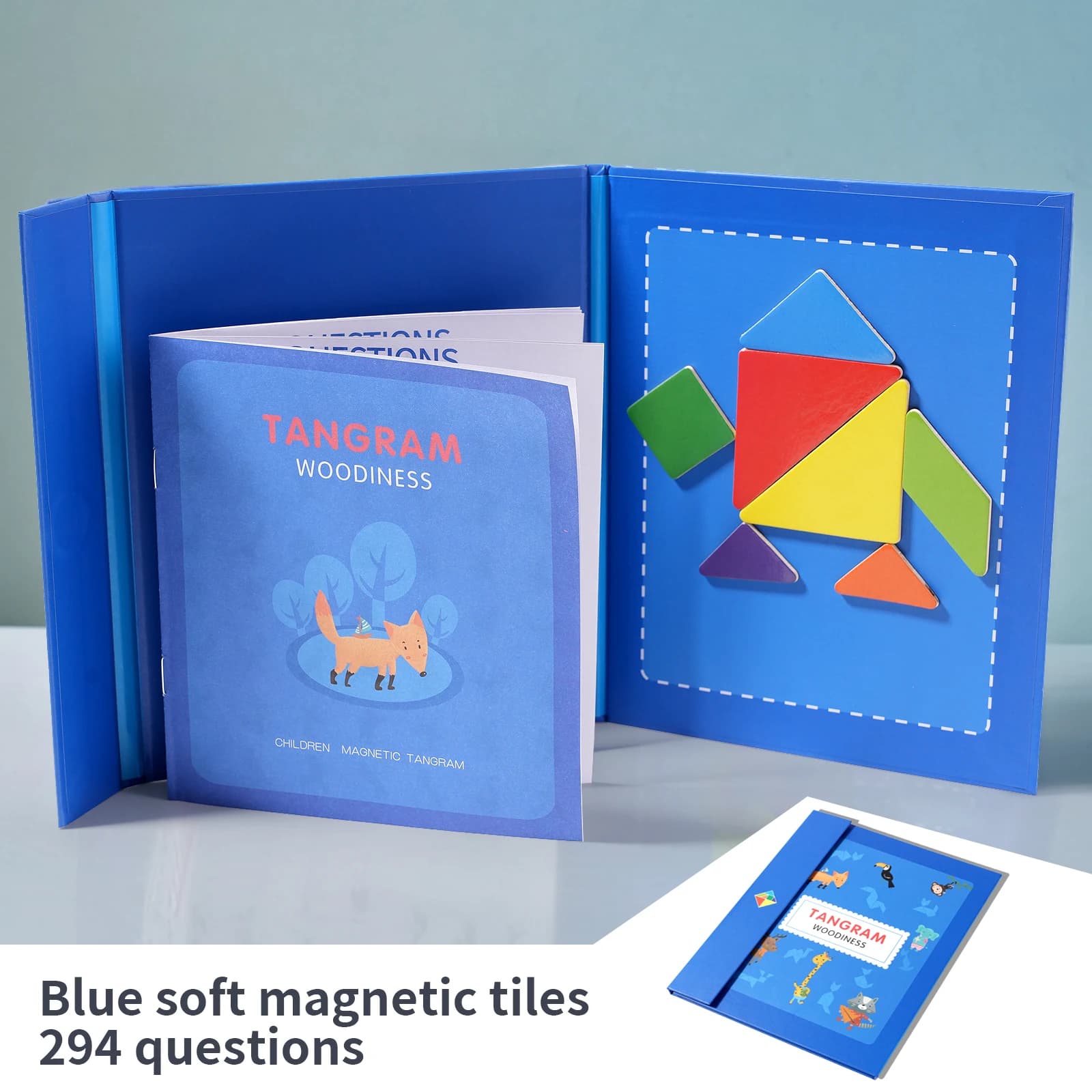 Jeu de puzzle magnétique en bois Tangram Block pour enfants - Puzzle d'intelligence éducative Montes