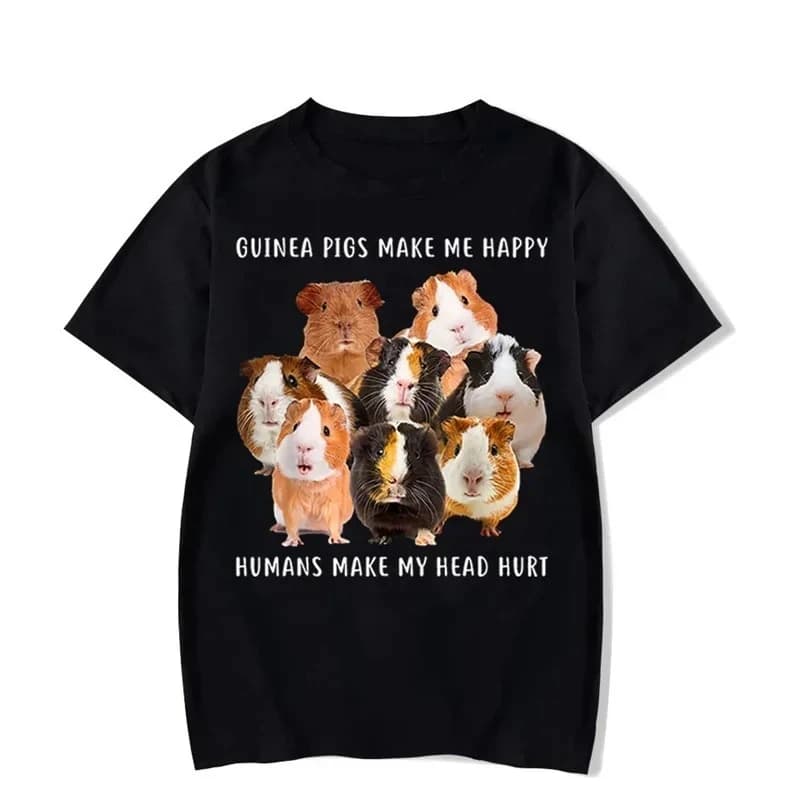 Cochons d'Inde me rendent heureux T-shirt graphique drôle patte mode Harajuku T-shirt Hip Hop femmes