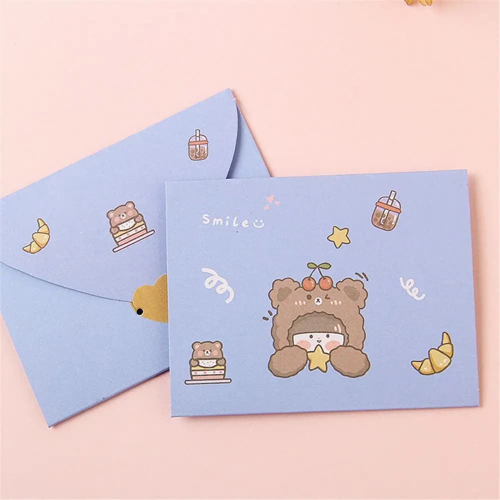 Carte postale de dessin animé mignon, carte de vministériels x en papier, carte d'anniversaire, enve