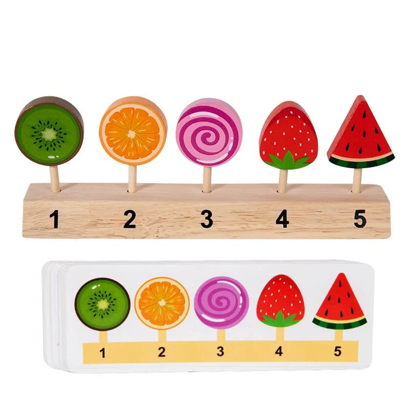 Jeu de société de tri des couleurs pour enfants, jouets en bois, fruits, bonbons, crème glacée, jeu
