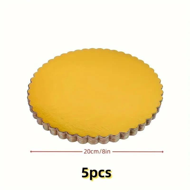5 planches à gâteaux avec anneaux à gâteau dorés, carton avec base à gâteau de 8/10 pouces, adaptées