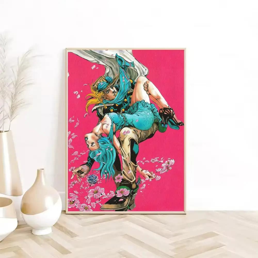 Affiche autocollante en papier imperméable, décoration murale pour café, JoJo's B-bizarre Adventure
