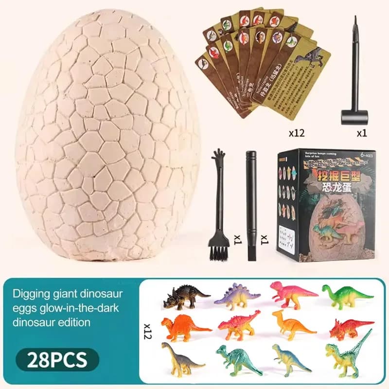 Jouet éducatif pour enfants : Œuf de dinosaure à excavations archéologiques, Fossil de dinosaure lum