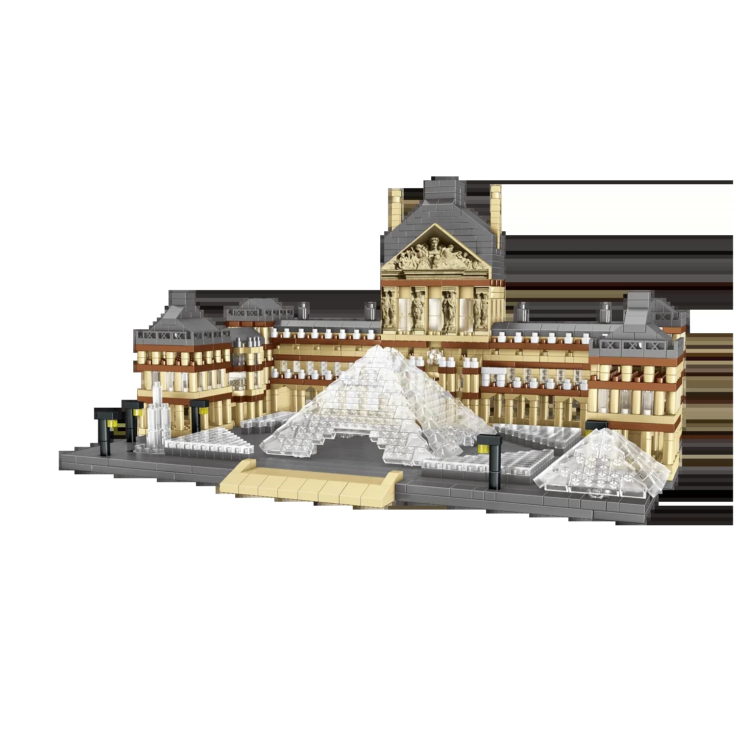 Blocs de construction du Louvre, 3377 pièces, modèles d'attractions mondiales célèbres, modèle archi