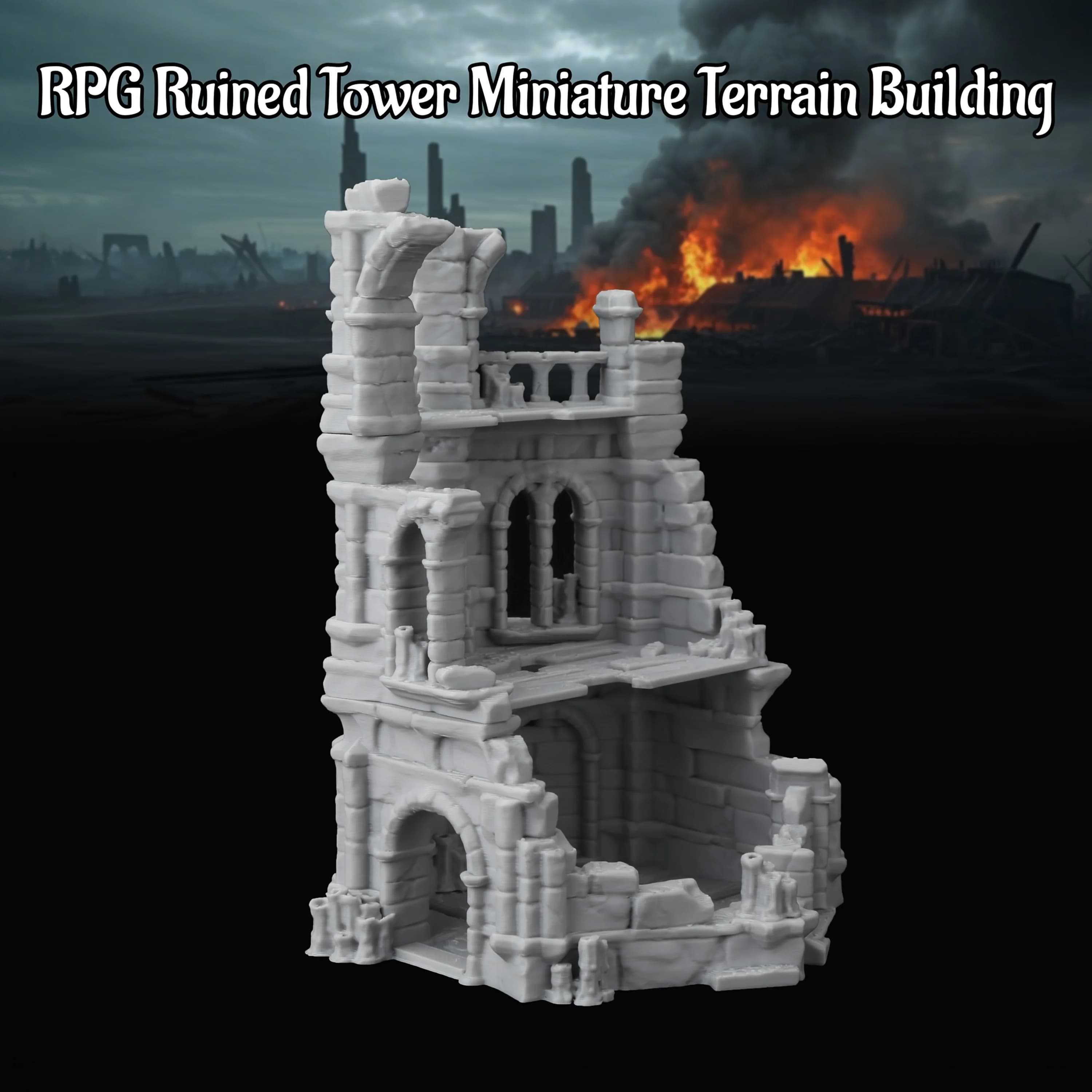Ensemble de miniatures de terrain RPG : Tour Ruineuse, Tour Collapsée et Scénarios de Ruines Ancienn