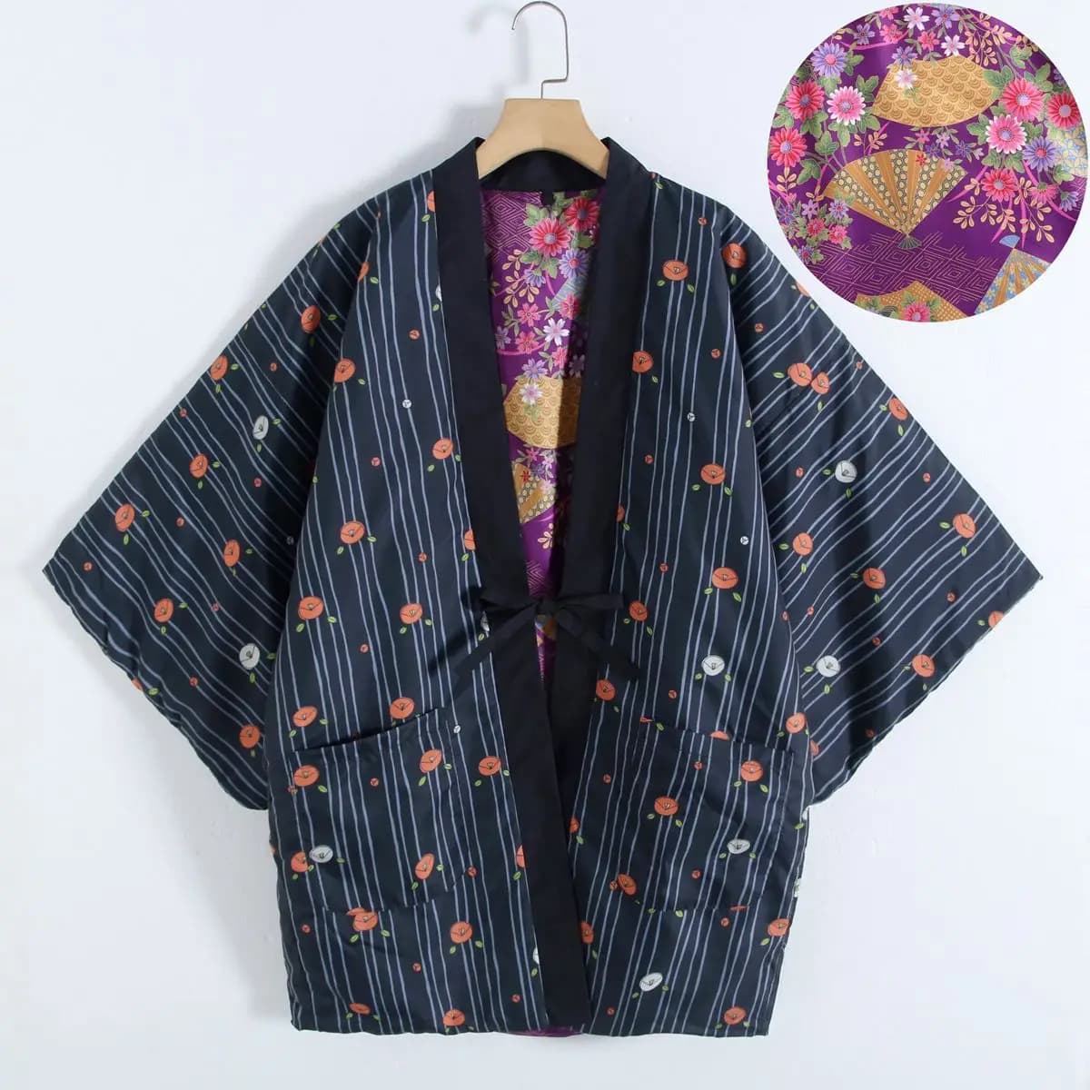Hanten – veste d'hiver pour femmes, style japonais, à lacets, vêtements amples de style asiatique, v
