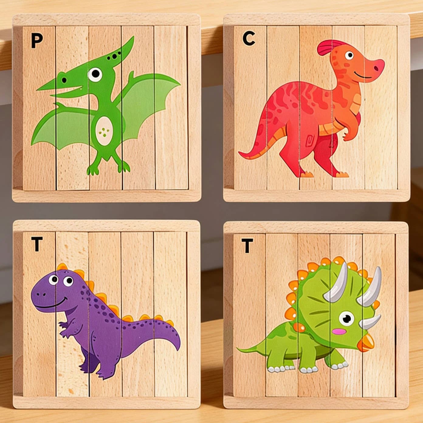 Puzzle en bois pour enfants, jouet éducatif, Animal de la forêt, dinosaure, trafic, apprentissage de