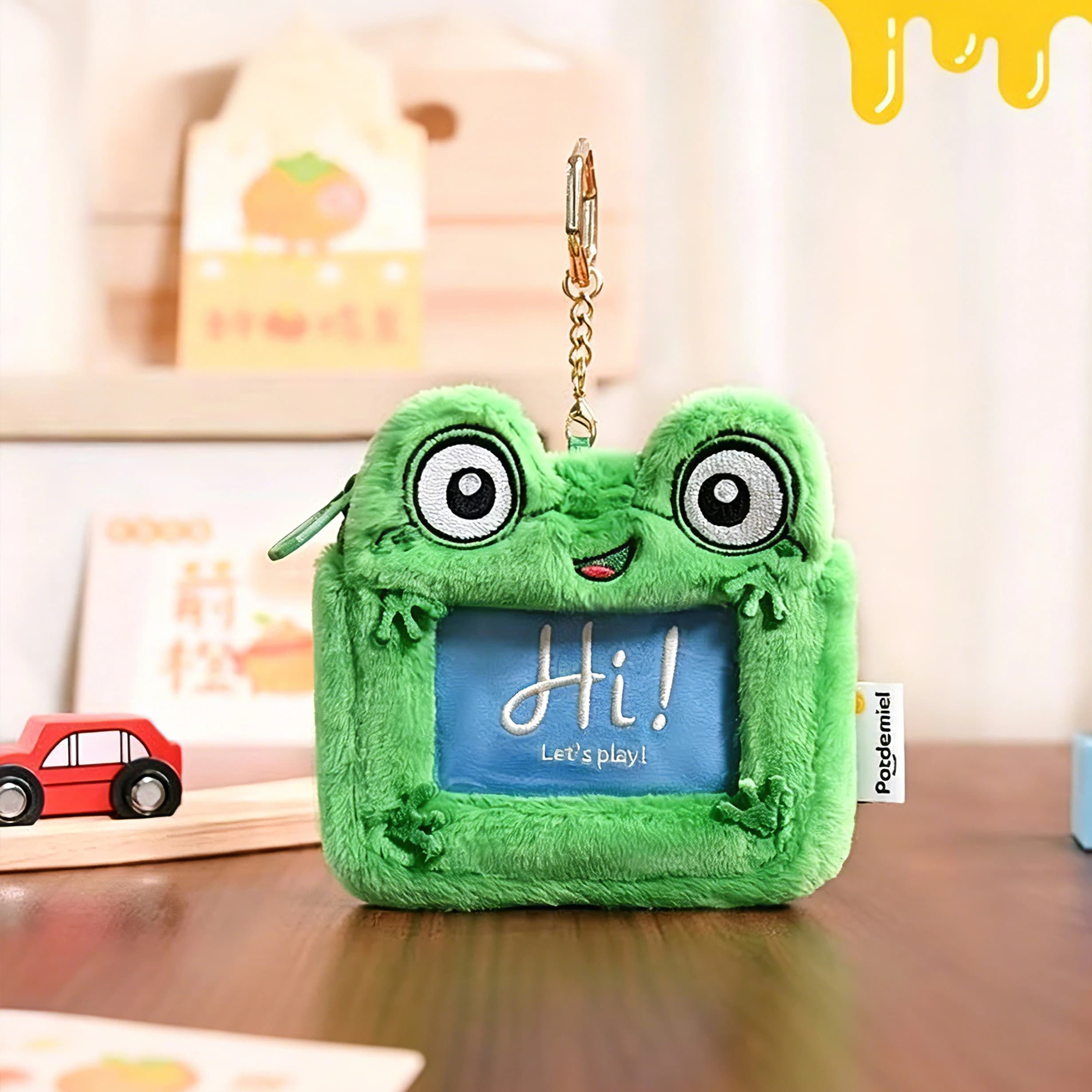 Porte-monnaie en peluche grenouille verte mignonne Toy Story 5, mini portefeuille zippé grenouille d