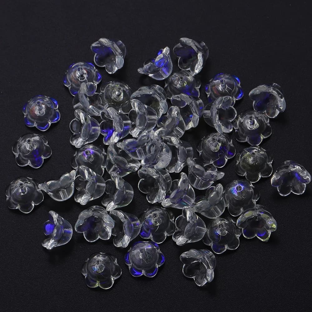 50 pcs/lot perles de muguet perles colorées au chalumeau perles de verre de fleur perles en vrac pou