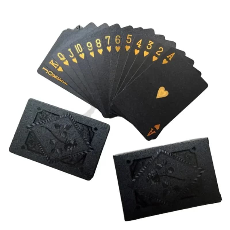 Jeu de cartes à jouer magiques imperméables en or noir | Collection de jeux de société en cadeau