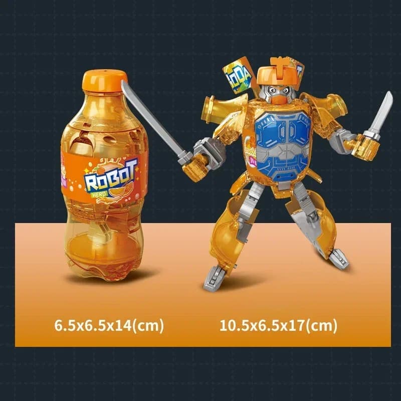 Robot de déformation de dessin animé, soda en bouteille simulé, figurines d'action déformées, Mecha
