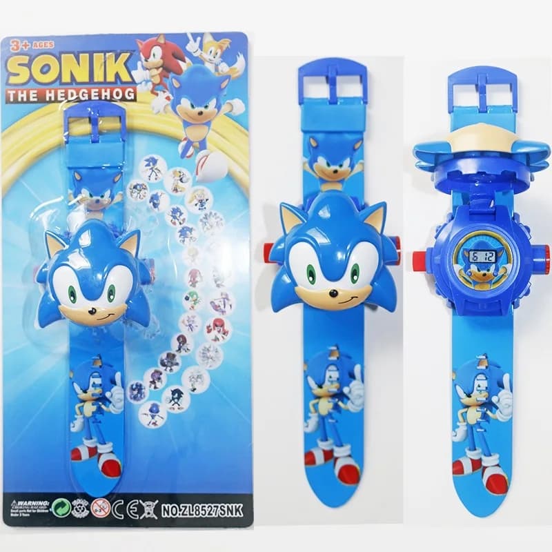 Super Game Sonic Cartoon 24-Style 3D Projection Watch Hedgehog Doll Flip Toy Watch Projector Holiday