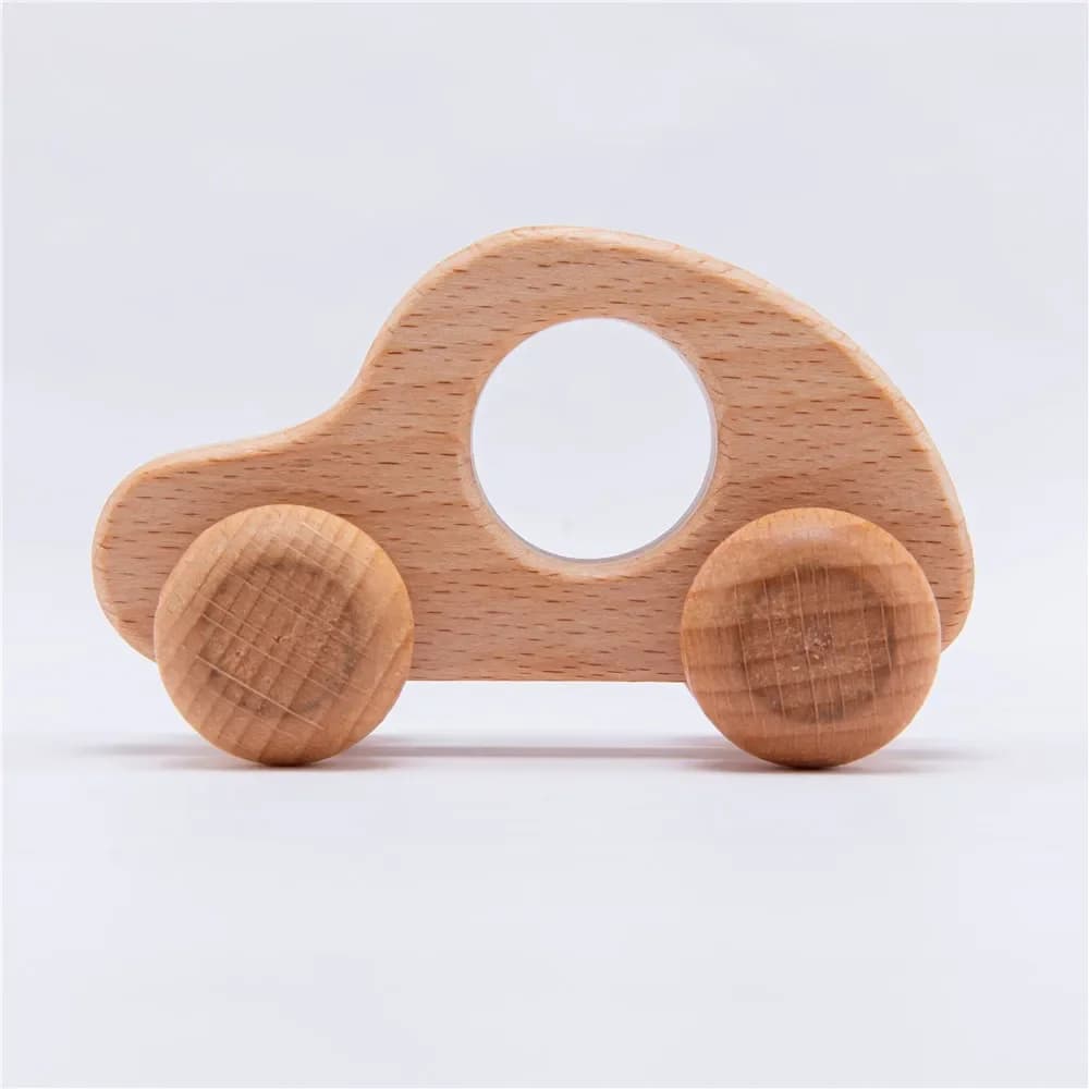 Jouets de dentition pour bébé en silicone sans BPA, en bois, en forme de bus de dessin animé, jouets