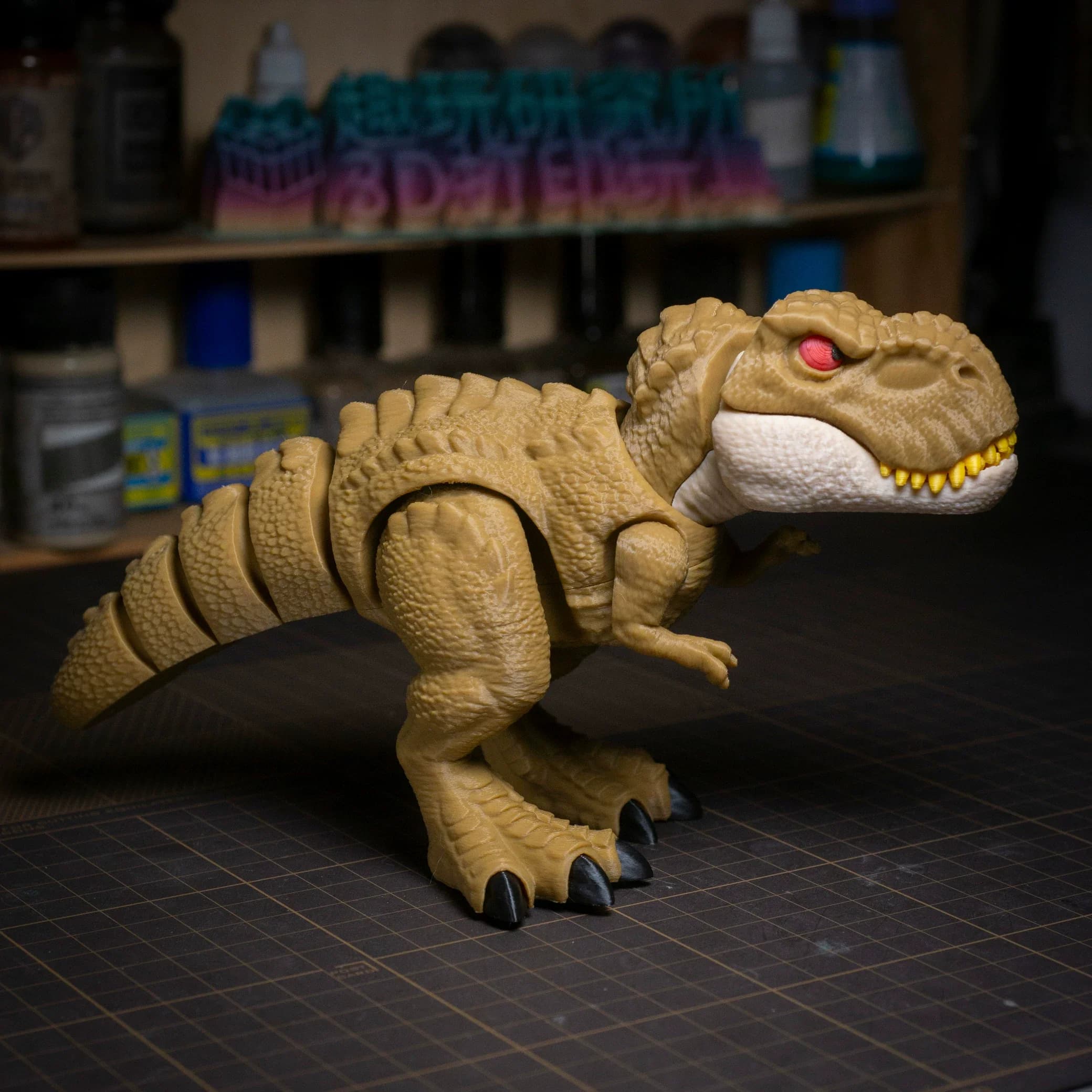 Modèle de dinosaure jurassique carnivore Tyrannosaurus Rex imprimé en 3D, entièrement articulé, orne