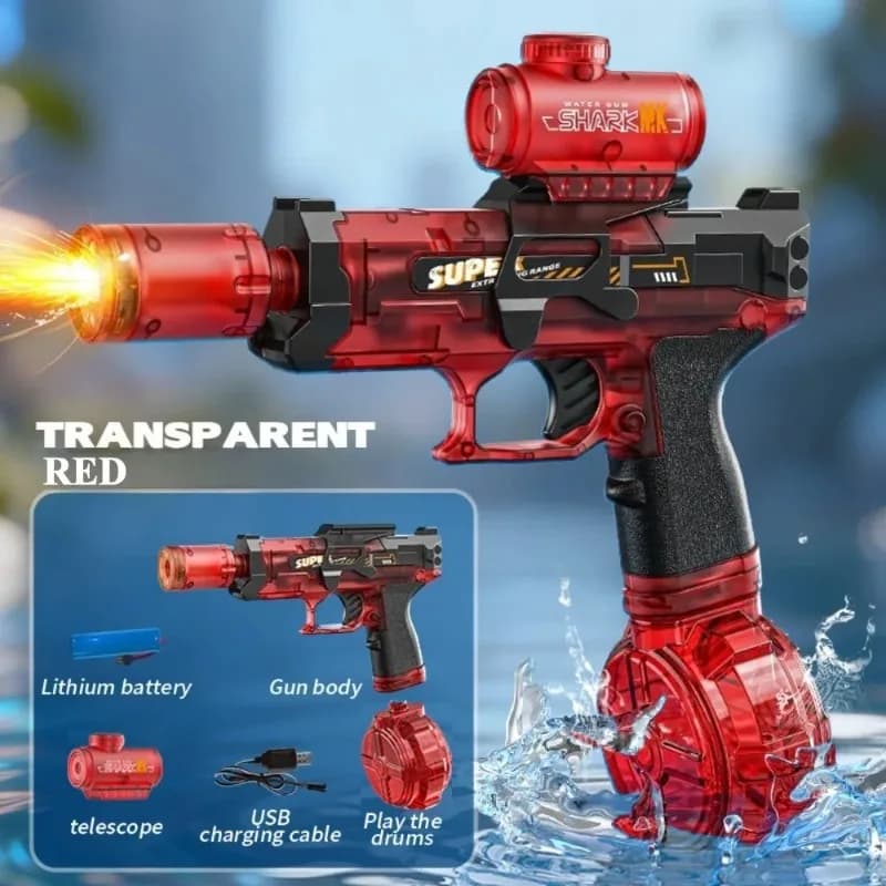 Pistolet à eau électrique à tir continu avec viseur et silencieux, jeu de combat aquatique d'été pou