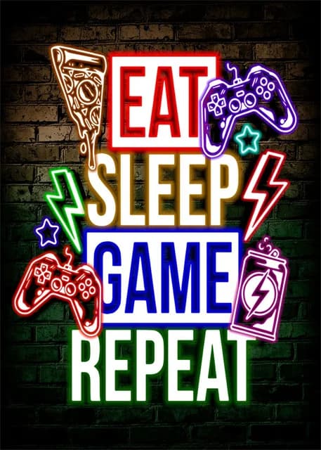 Néon jeu Gamer chambre décor toile peinture manger sommeil jeu répéter Gamer jeu de jeu néon affiche