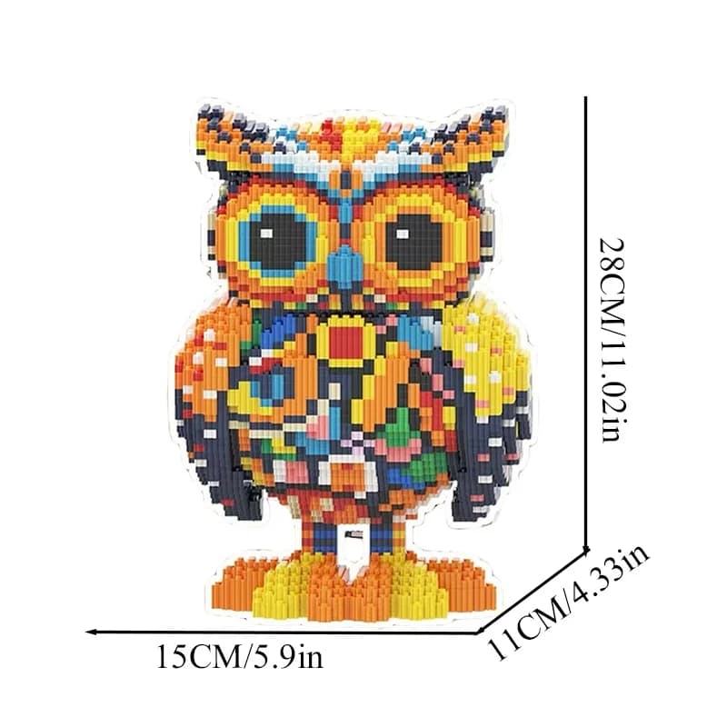 2518 ensembles de blocs de construction de dessins animés de hiboux colorés, adaptés pour être utili