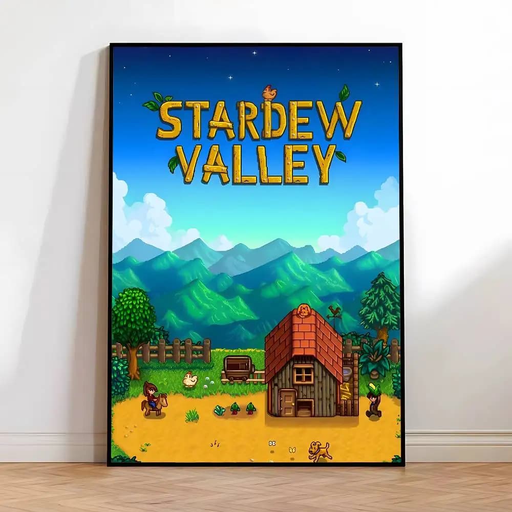 Affiche de jeu Stardew Valley, affiches HD auto-adhésives imperméables, idéales pour la décoration d