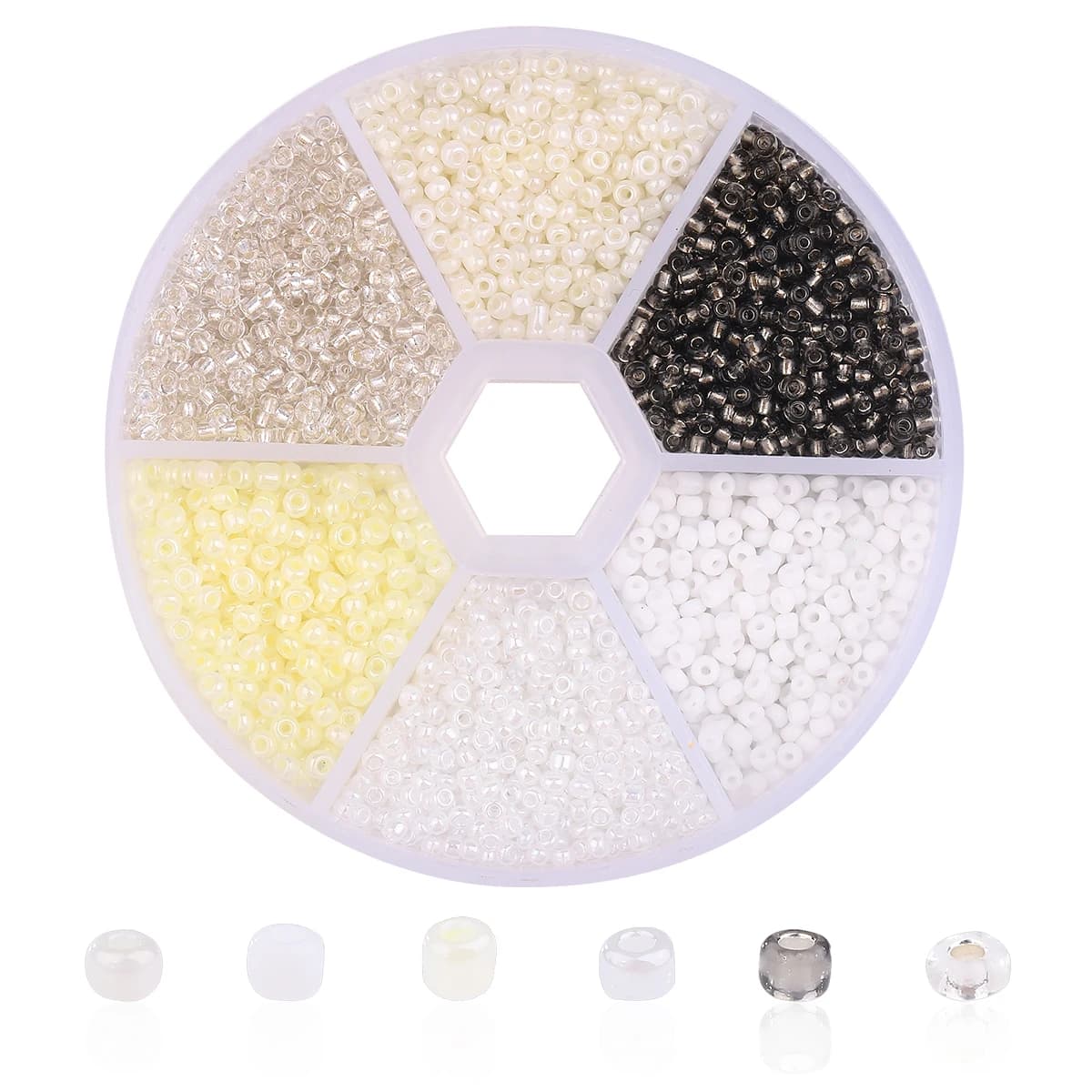 Perles de riz en verre 6 grilles 3900 pièces, ensemble de boîtes de perles amples faites à la main,