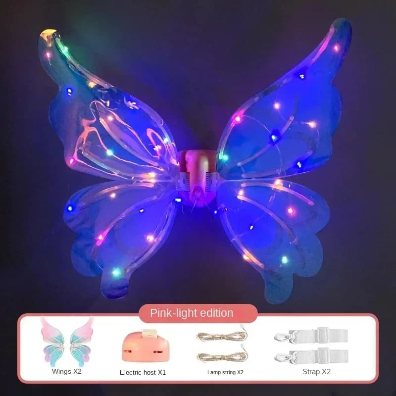 Ailes de papillon électriques pour enfants, elfe mobile avec lumière dégradée, fête d'anniversaire e