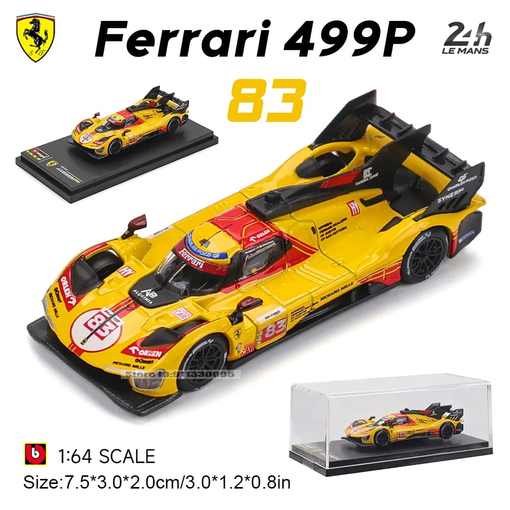 Bburago 1:64 Ferrari 2024 499P 83 51 Le Mans 24 heures course d'endurance alliage modèle de voiture