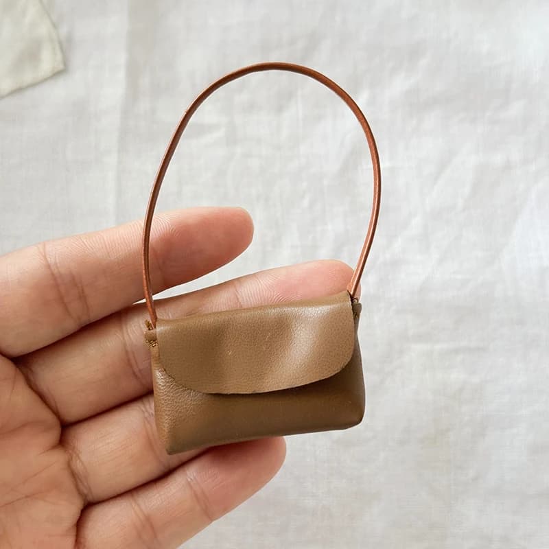 Mini sac à main en cuir PU pour poupée de 15-17 cm, sac à main de maison de poupée à la mode, sac de