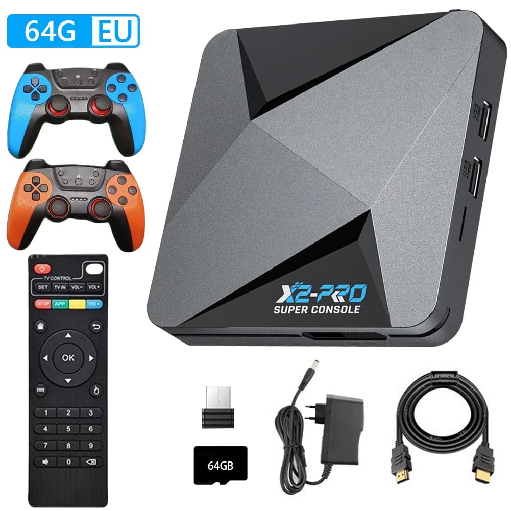 Console de jeux vidéo X2 PRO, sortie 4K UHD, plus de 60 émulateurs de jeux pour Android 9.0 / CoreE