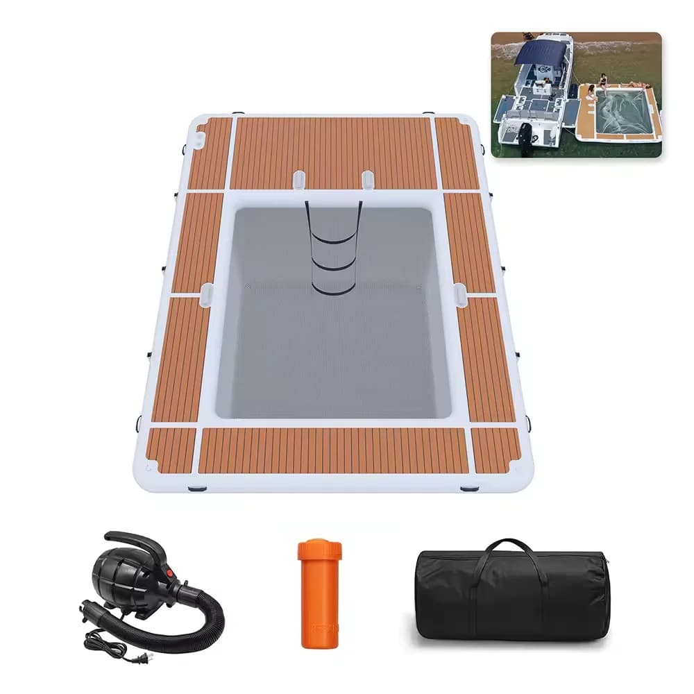 Stock américain piscine flottante gonflable quai gonflable plate-forme flottante 13x10ft piscine de