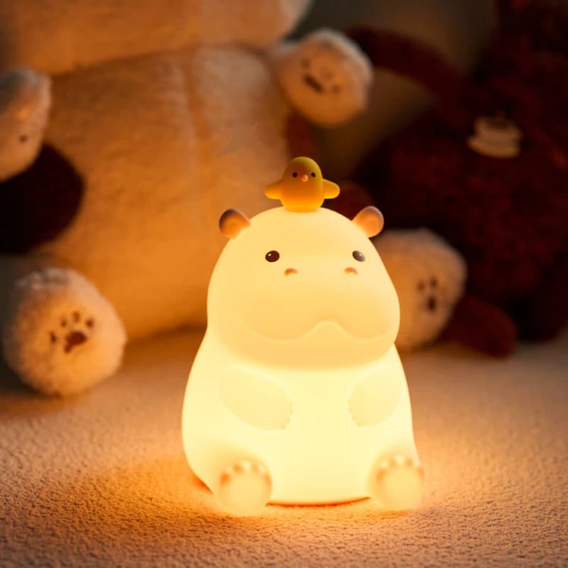 Lampe de nuit Hippo, lampe en silicone, chargement USB, articles décoratifs artistiques, cadeau d'an