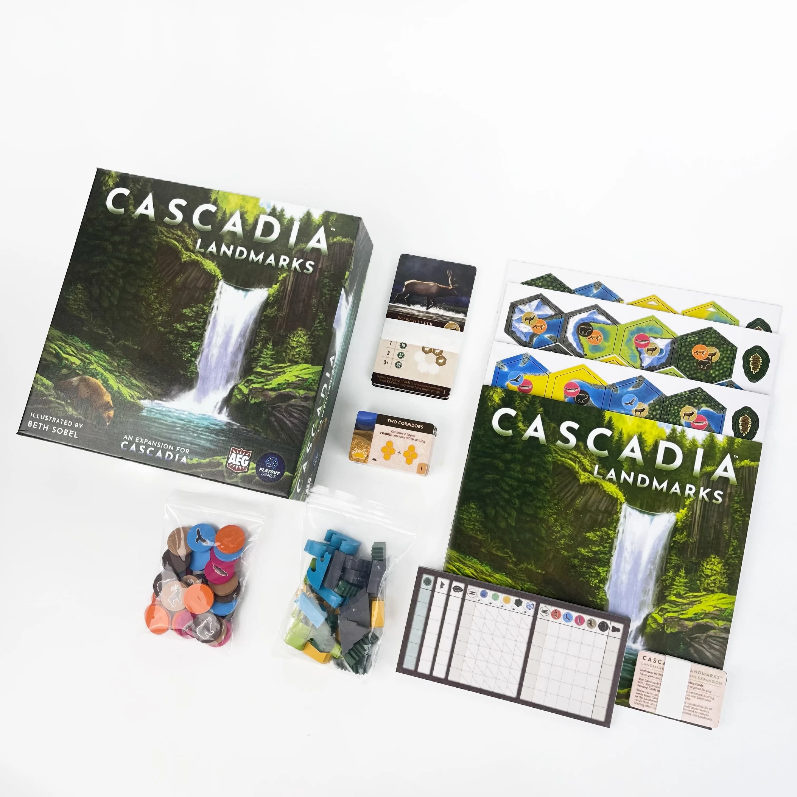 Jeu de société : Cascadia Big Box Edition : Jeu de base et extension Landmarks. Gagnant SDJ 2022, je