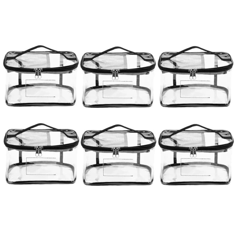 FLYY-6 Pack sac de rangement de jouets Transparent avec étiquette nominative et poche manuelle, étui