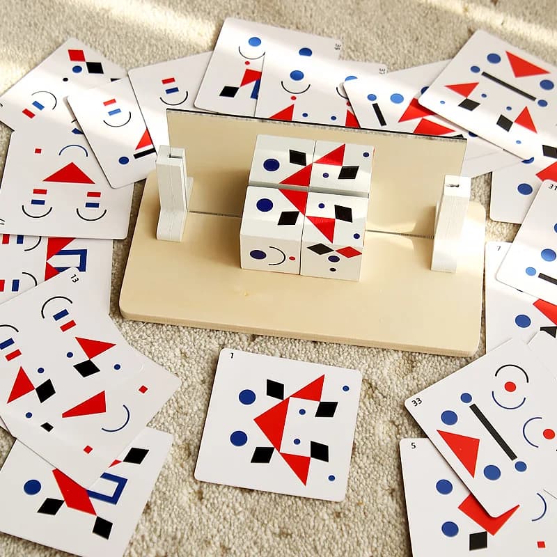 Jouet éducatif nouveaux Puzzles créatifs en bois enfants exercice d'imagination spatiale miroir Imag