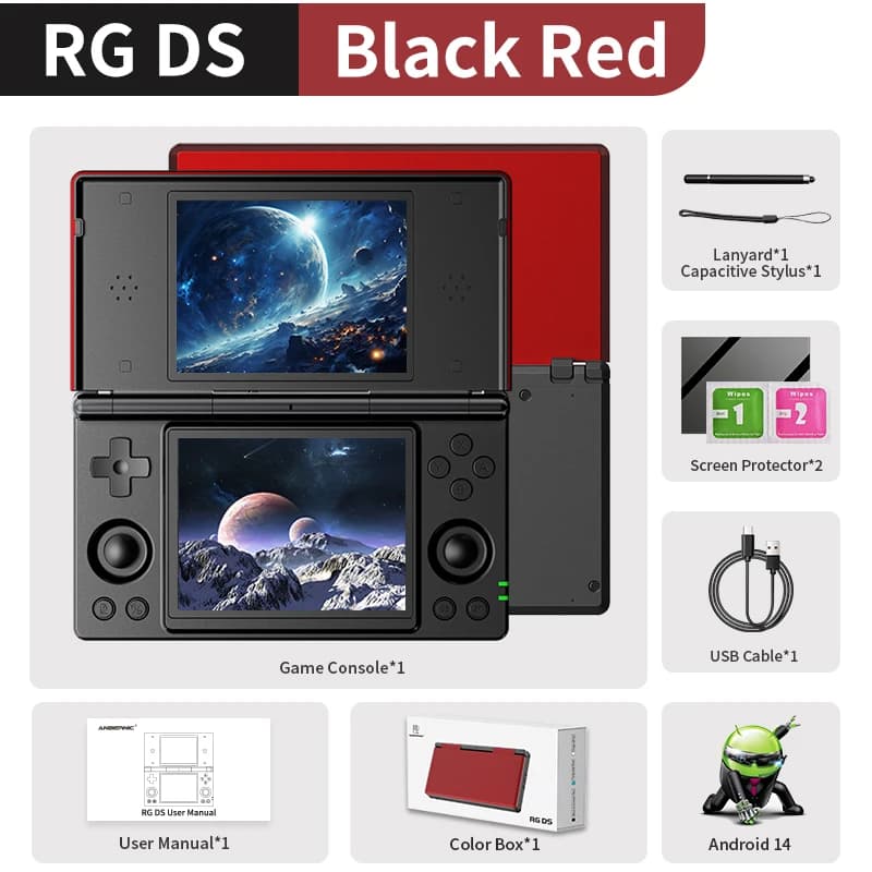 Anbernic RG DS Console de jeu portable 4 "IPS double écran Android 4000mAh lecteur de jeux vidéo rab