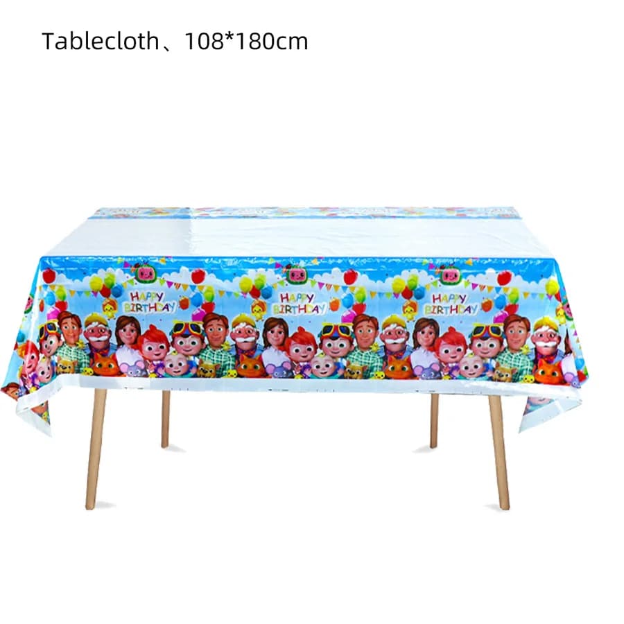 Nappe à thème Cocomelon, nappe jetable, fournitures de décoration de fête, décoration d'anniversaire