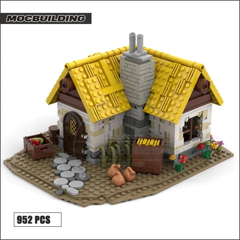 Blocs de construction MOC de ferme médiévale, château, modularité, modèle d'assemblage, technologie,