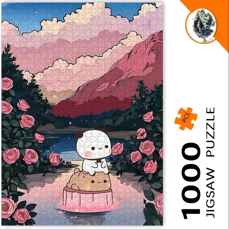 Puzzle Bubu & Dudu 1000 pièces de visualisation de fleurs de bateau, grand puzzle romantique en papi