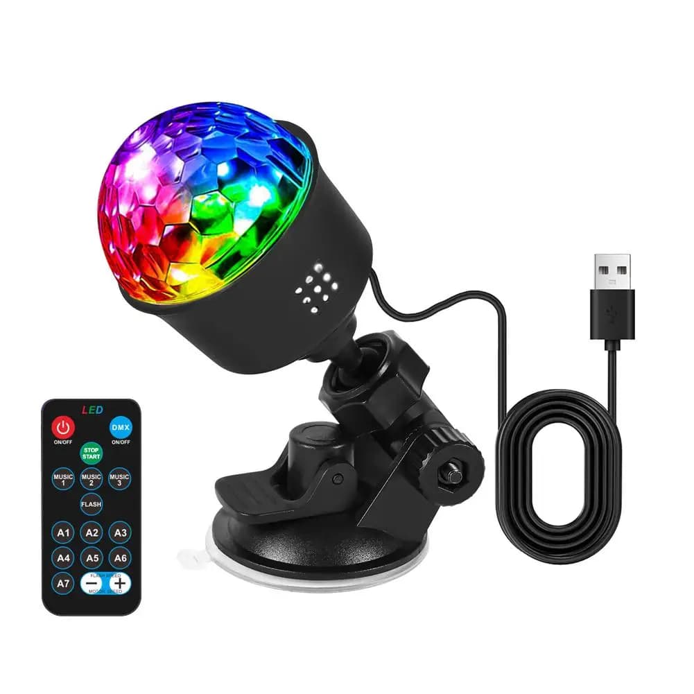 Lumière Disco de scène LED pour voiture, fête à domicile, boule de DJ Laser rotative RGB, lampe de d