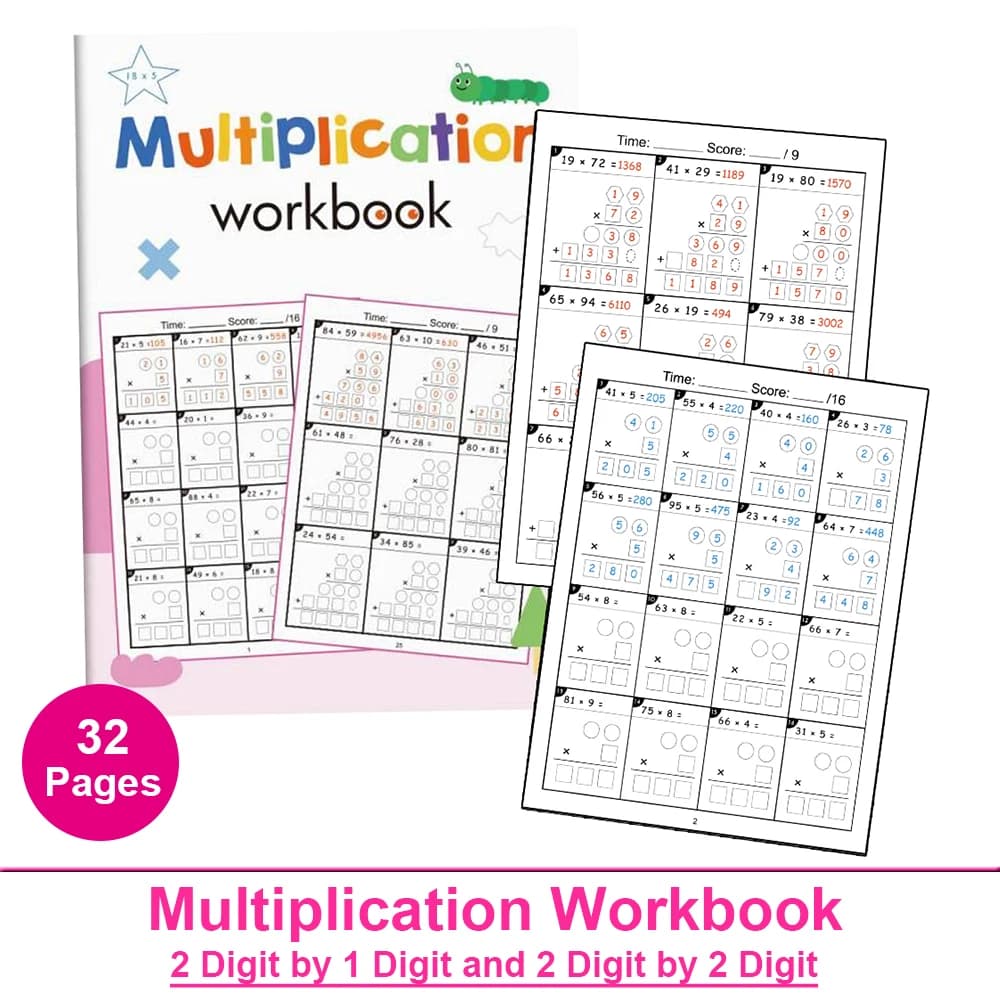 Cahier d'exercices de mathématiques de Multiplication à 2 chiffres, outils pédagogiques arithmétique