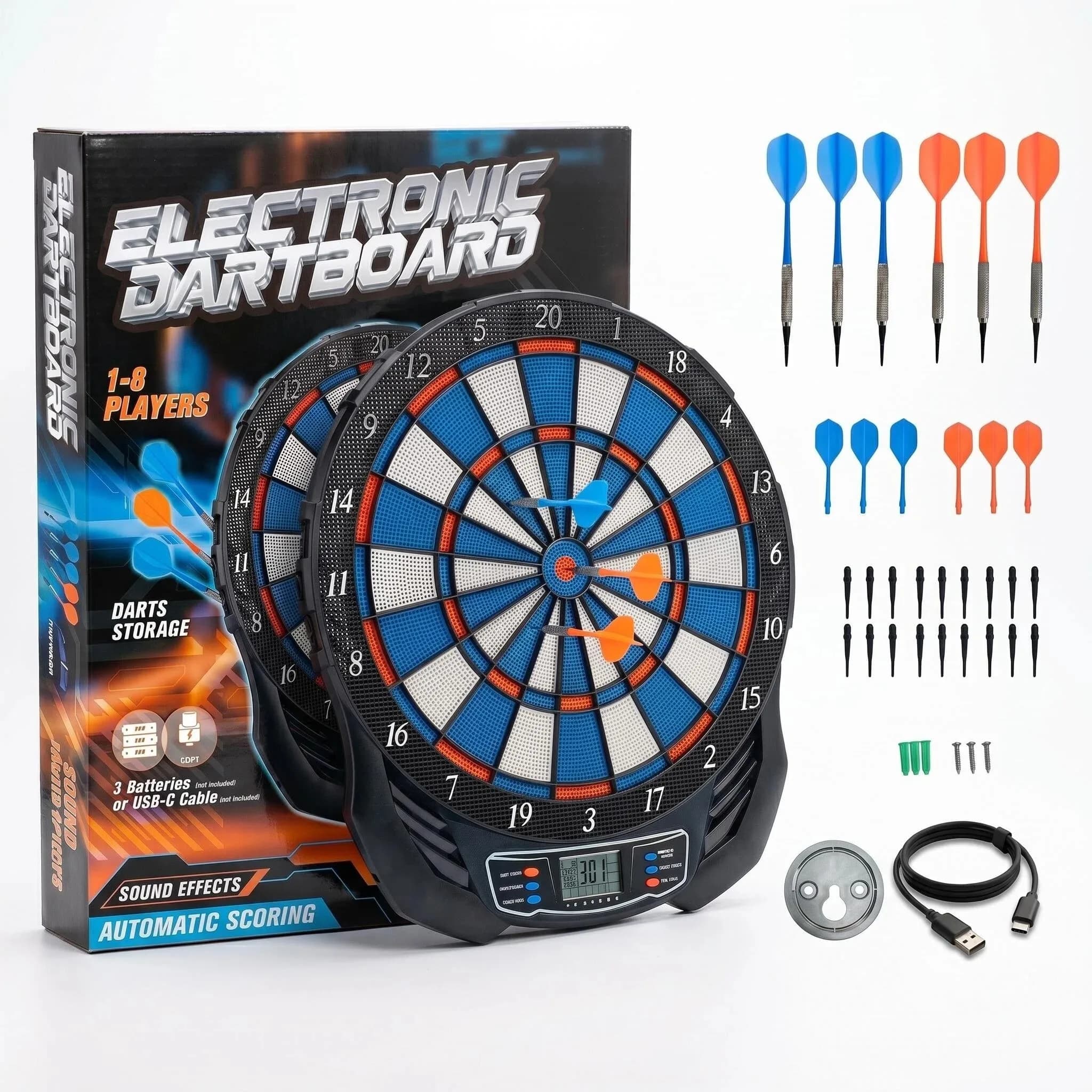DartVibe Tableau de fléchettes électronique professionnel suspendu avec indicateur de score LED, al