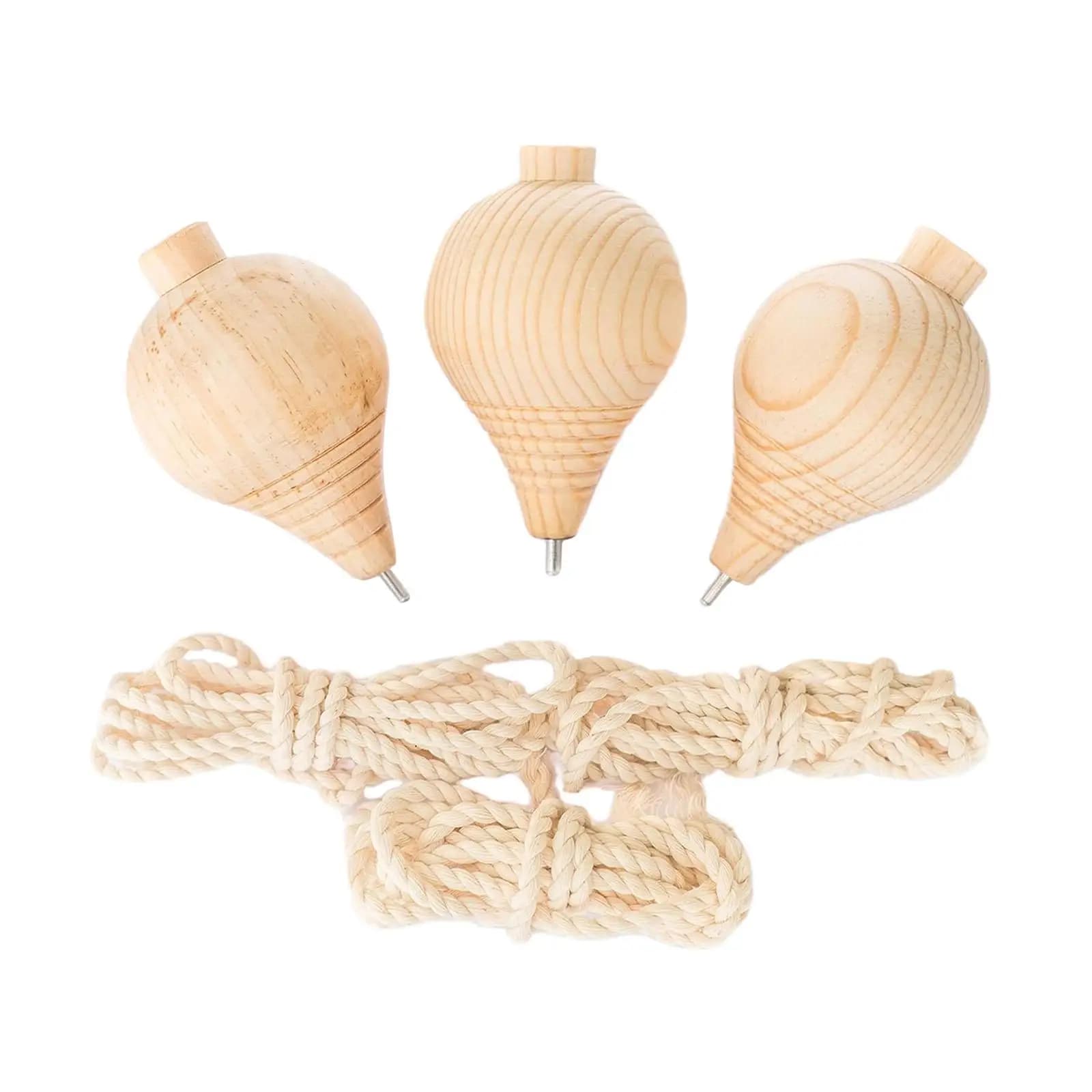 3 Pièces Trompos Jouets Éducatifs DIY, Jouets Gyroscopiques Faits Main, Toupies en Bois Non Peintes