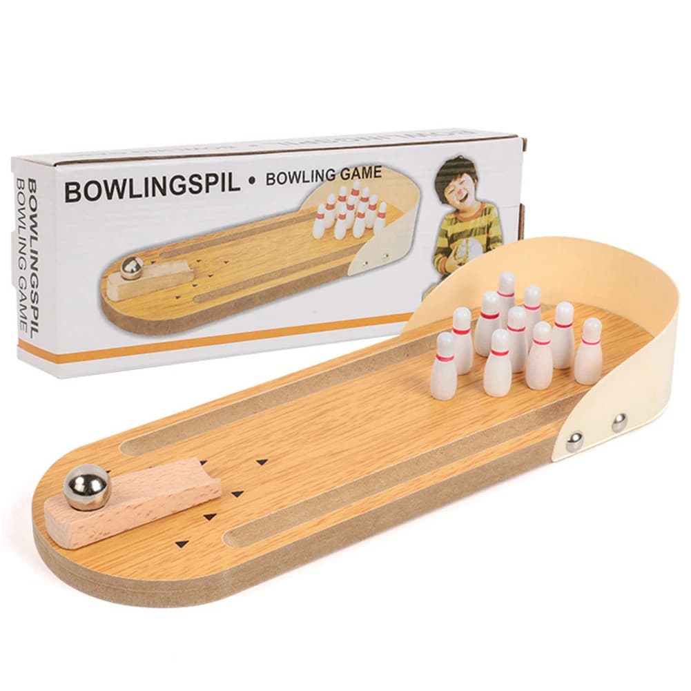 Jeu de bowling miniature de table avec 10 quilles, plateau en bois, jouets de bowling de bureau pour