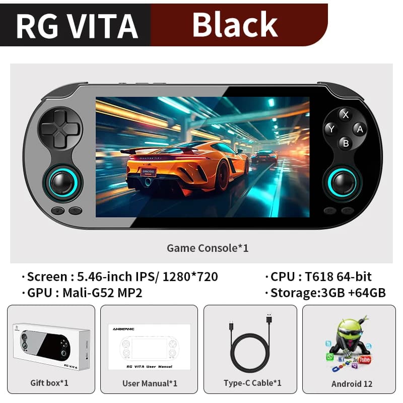 Console de jeu portable Anbernic RG VITA / RG VITA Pro, écran tactile IPS, 5000 mAh, lecteur de jeux