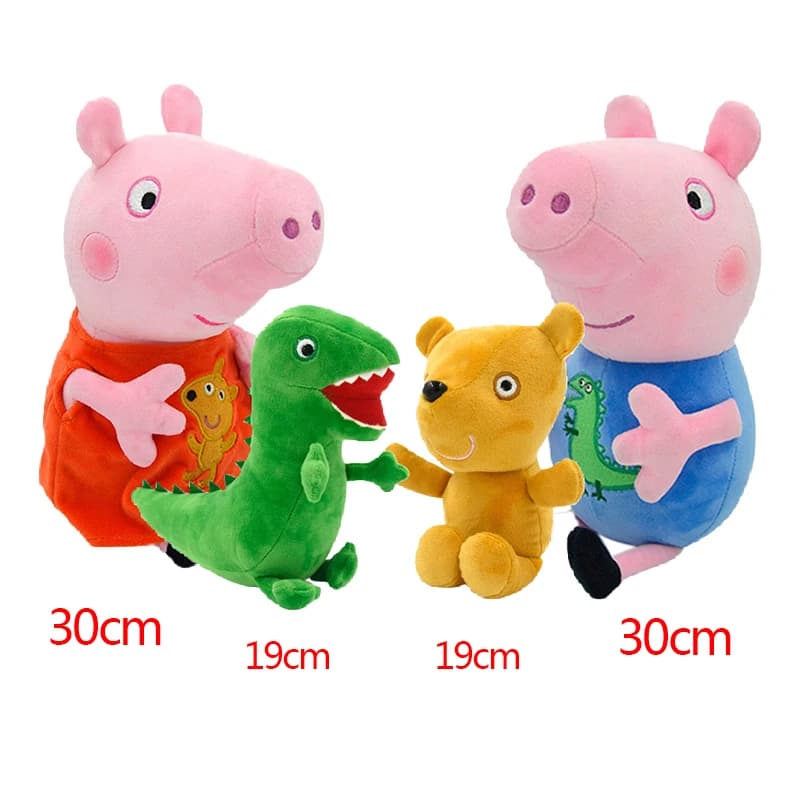 Peppa Pig – jouet en peluche Original, ensemble de 4 pièces, famille George dinosaure ours en peluch