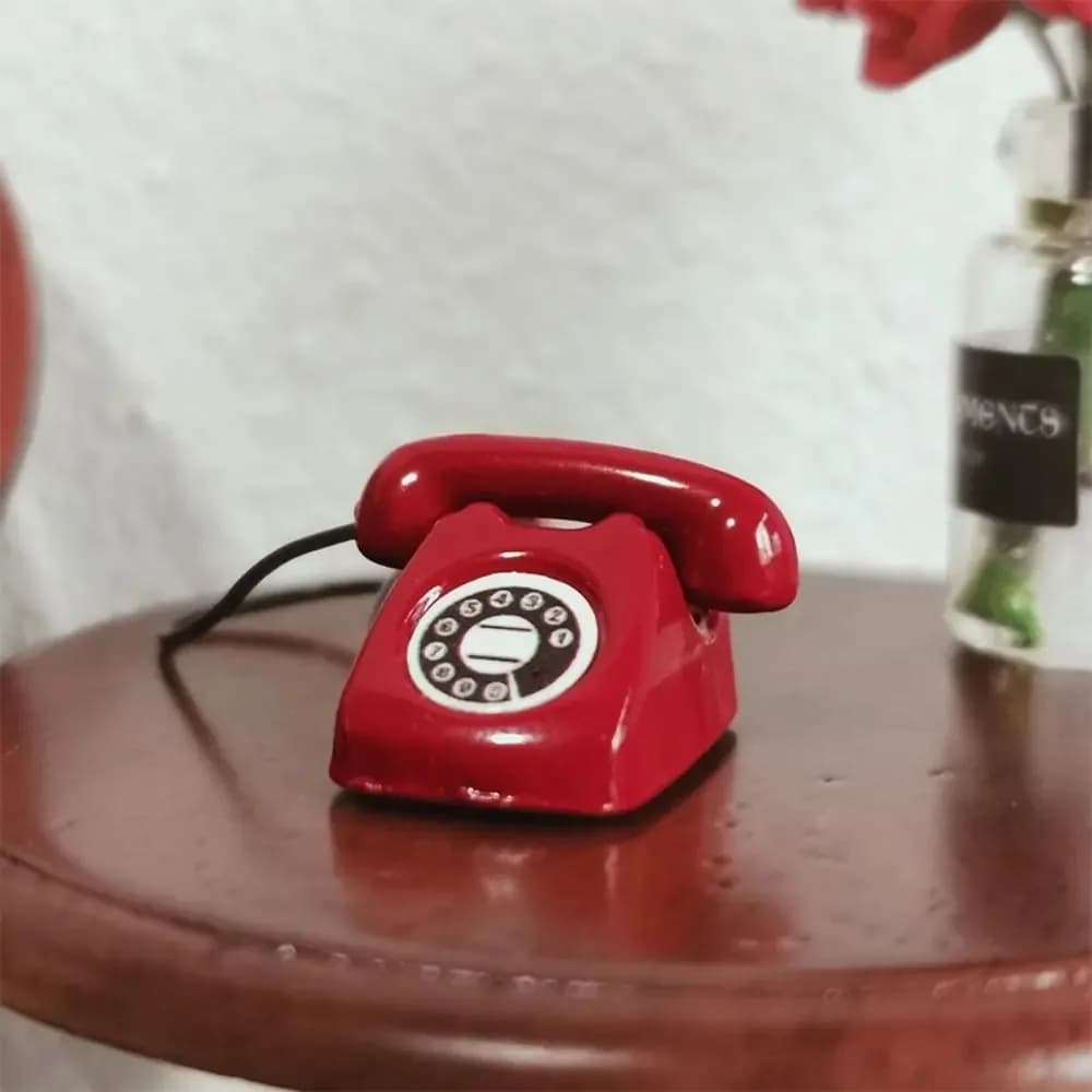 Mini téléphone fixe rétro 1:12 pour maison de poupée, Simulation Miniature, modèle de téléphone, meu